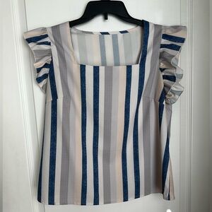 Shein Square Neck Ruffled Short Sleeve Blouse